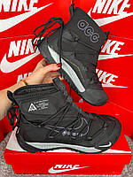 Чоловічі зимові кросівки Nike ACG Air Terra Antarktik Fur Black Light Grey, черевики текстиль водонепрон. на хутрі. Чоловіче взутт