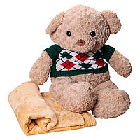 Мягкая игрушка-подушка с пледом внутри Медведь 110?150 (см) 3 в 1 Бежевый Colorful Home 7146GR C3