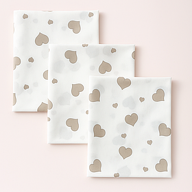 Пелюшки дитячі легкі ситцеві 3 шт. розмір 100*80 см бавовна в пологовий будинок BST бежеві серця