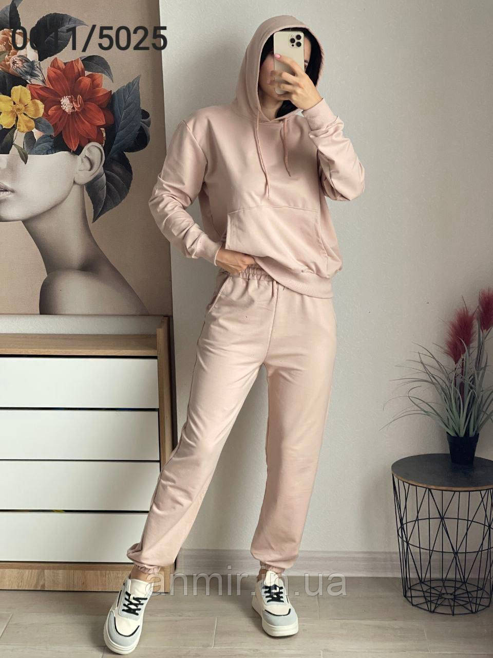 Костюм спортивний молодіжний жіночий однотонний трикотаж напівбатал 46-52, колір уточнюйте під час замовлення, фото 1