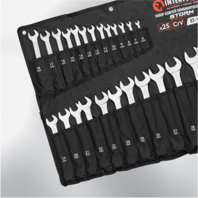 Набір ключів комбінованих 25 шт, 6-28, 30, 32 мм; DIN 3113, STORM INTERTOOL XT-1000, фото 1