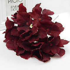 Штучна Гортензія, суцвіття на стеблі, 17х25 см, бордова