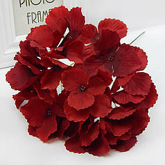 Штучна Гортензія, суцвіття на стеблі, 17х25 см, красная