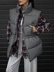 Демісезонний жіночий кашеміровий жилет із куліскою на талії Gs2778