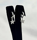 Срібні сережки-зірочки з білими фіанітами на англійській застібці "Аделіна" - 925 проби, фото 3