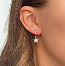 Срібні сережки-зірочки з білими фіанітами на англійській застібці "Аделіна" - 925 проби, фото 6