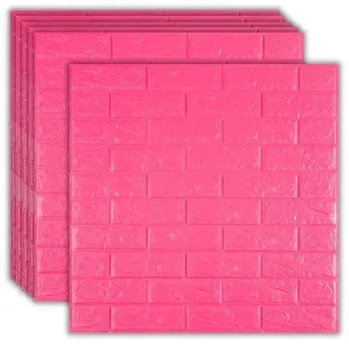 Самоклеюча 3D панель темно-рожева цегла 700х770х3мм, (5-3) стильне рішення для вашого інтер'єру! BV-0000232