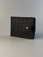 Шкіряний гаманець HUGO_H чорний / Шкіра під рептилію