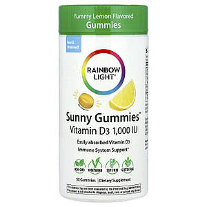 Вітамин Д3 Rainbow Light Sunny Gummies Vitamin D3 1000 IU (25 мкг) 50 жув. цукерок (лимон)