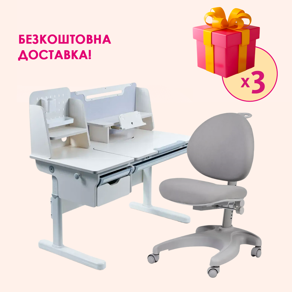 Комплект меблів Cubby Ammi Grey + дитяче крісло FunDesk Cielo Grey