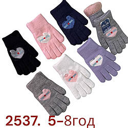 Дитячі подвійні рукавички для дівчинки "Фабричний Китай" Розмір: 5-8 років (24635)