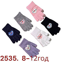 Одинарні рукавички із сенсором для дівчинки підлітка "Фабричний Китай" Розмір: 8-12 років (24638)
