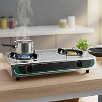 Настільна газова плита Rainberg RB-2233 з двома конфорками для балона, портативна для кухні та відпочинку