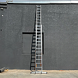 Професійна драбина трисекційна 10 метрів стремянка 3 секційна 3х14 щаблів, фото 7