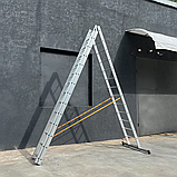 Професійна драбина трисекційна 10 метрів стремянка 3 секційна 3х14 щаблів, фото 8
