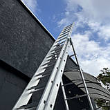 Професійна драбина трисекційна 10 метрів стремянка 3 секційна 3х14 щаблів, фото 4