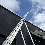 Професійна драбина трисекційна 10 метрів стремянка 3 секційна 3х14 щаблів, фото 6