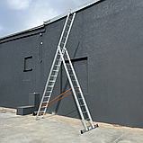 Професійна драбина трисекційна 10 метрів стремянка 3 секційна 3х14 щаблів, фото 10