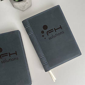 Блокнот з натуральної шкіри "Crazy Horse" з гравіюванням вашого логотипу, Синій А5