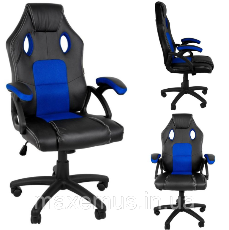 Комп’ютерне крісло з сітчастою спинкою YS-6056 мягке офісне крісло для роботи за ноутбуком синє, фото 1