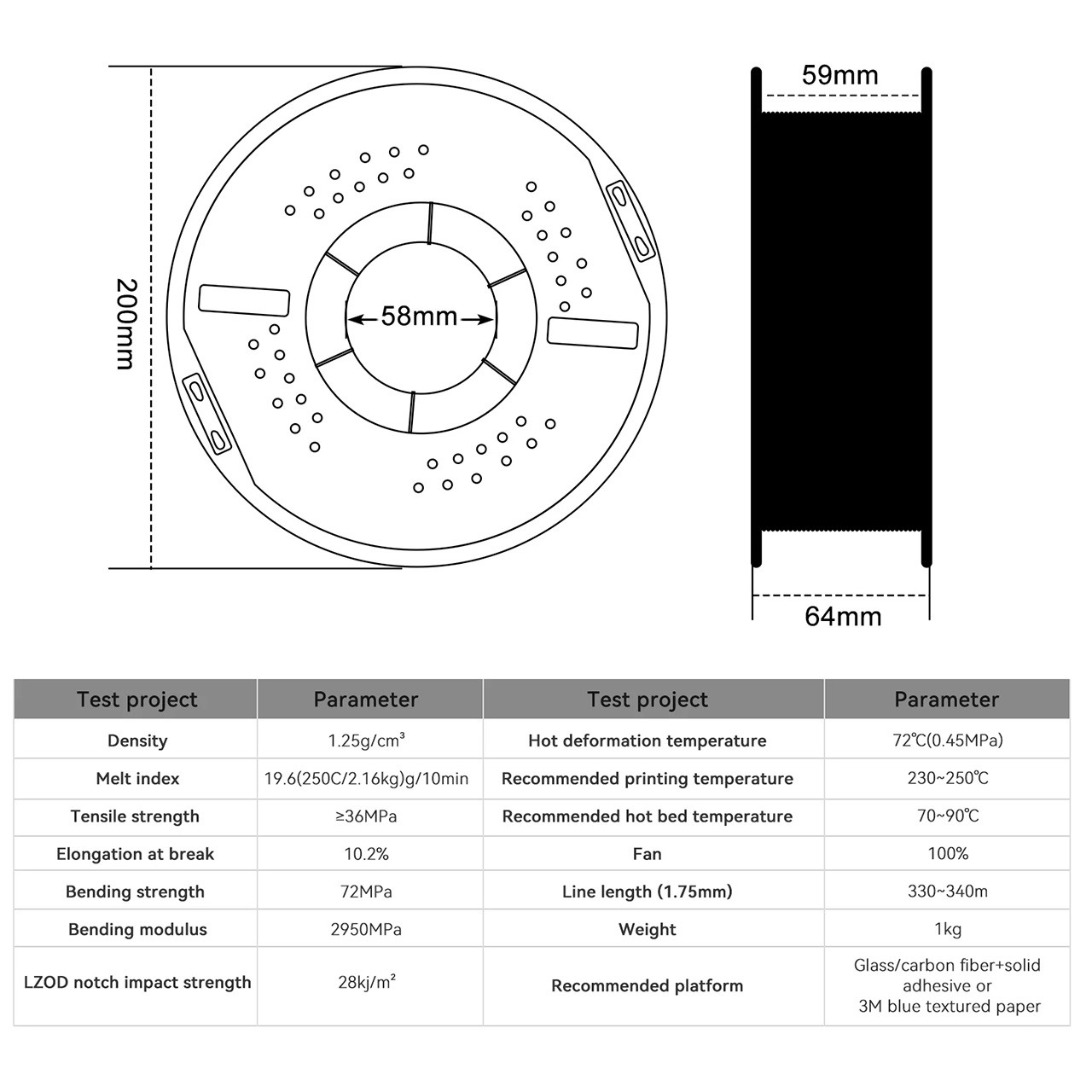Filament for 3D-print KINGROON PETG-CF Black Classic Spool, 1.75mm 1kg