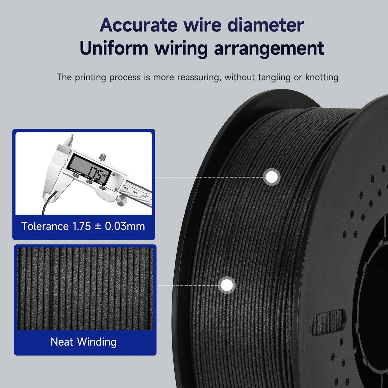 Filament for 3D-print KINGROON PETG-CF Black Classic Spool, 1.75mm 1kg
