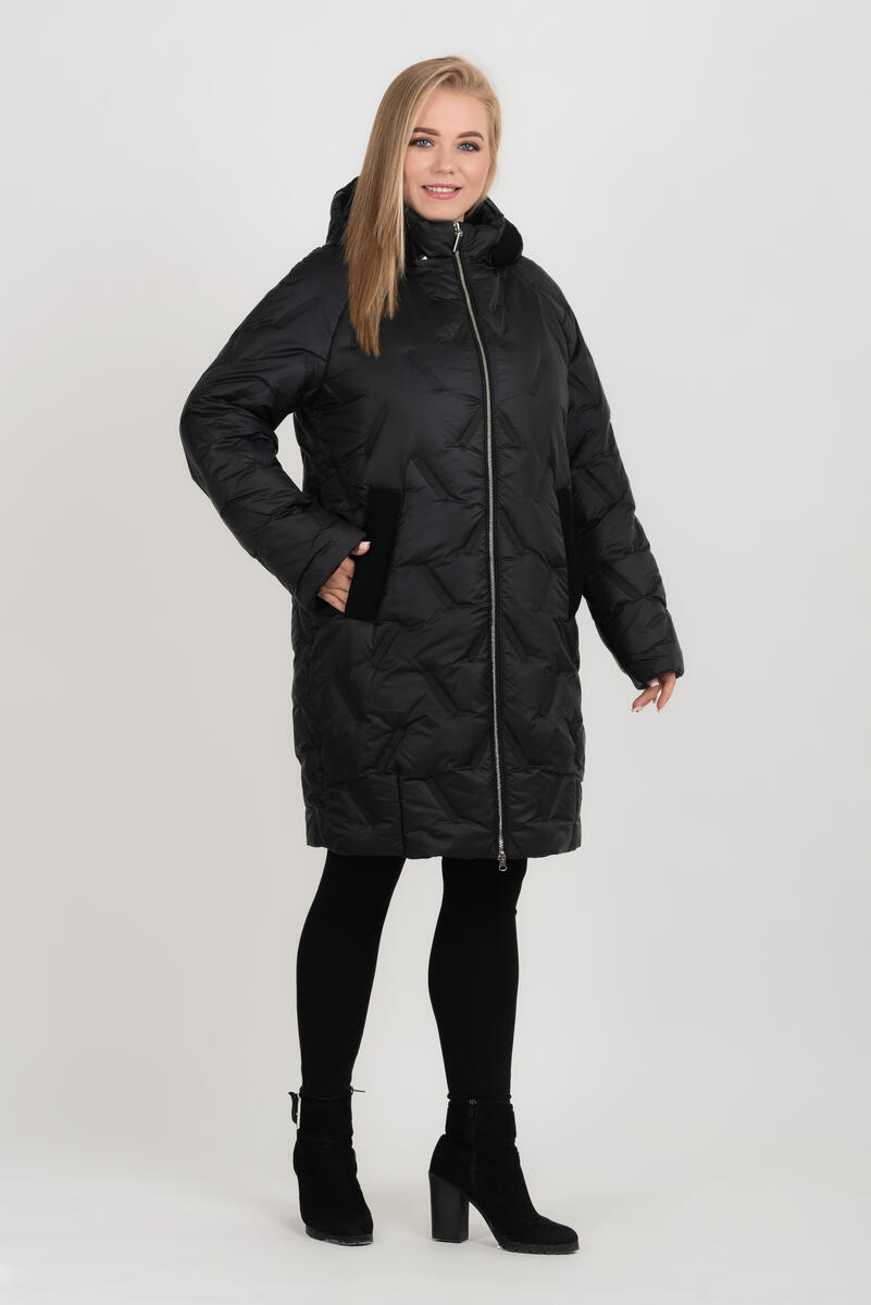 Стильне жіноче пальто на блискавці єврозима М-1152, фото 1