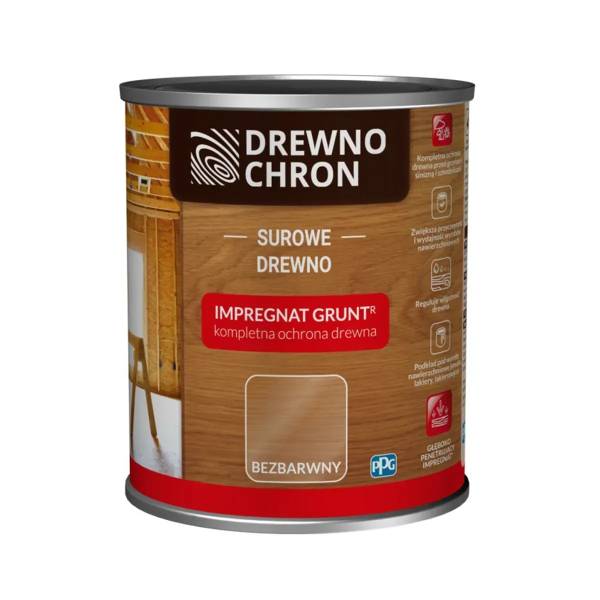 Біозахисна ґрунтовка для деревини Drewnochron Grunt R 0.75л