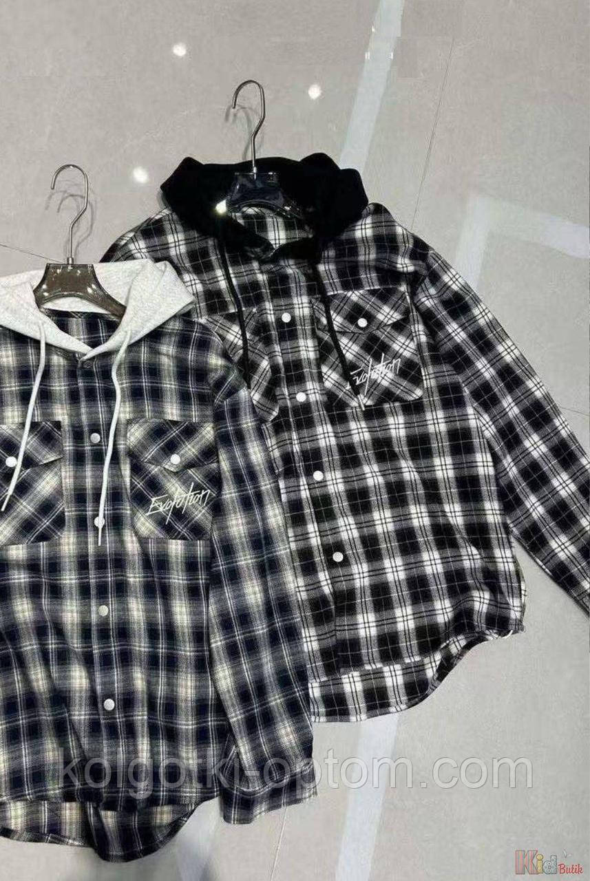 ОПТОМ Сорочка картата чорна з капюшоном (164 см)  Bolina Baby 2125000884875, фото 1