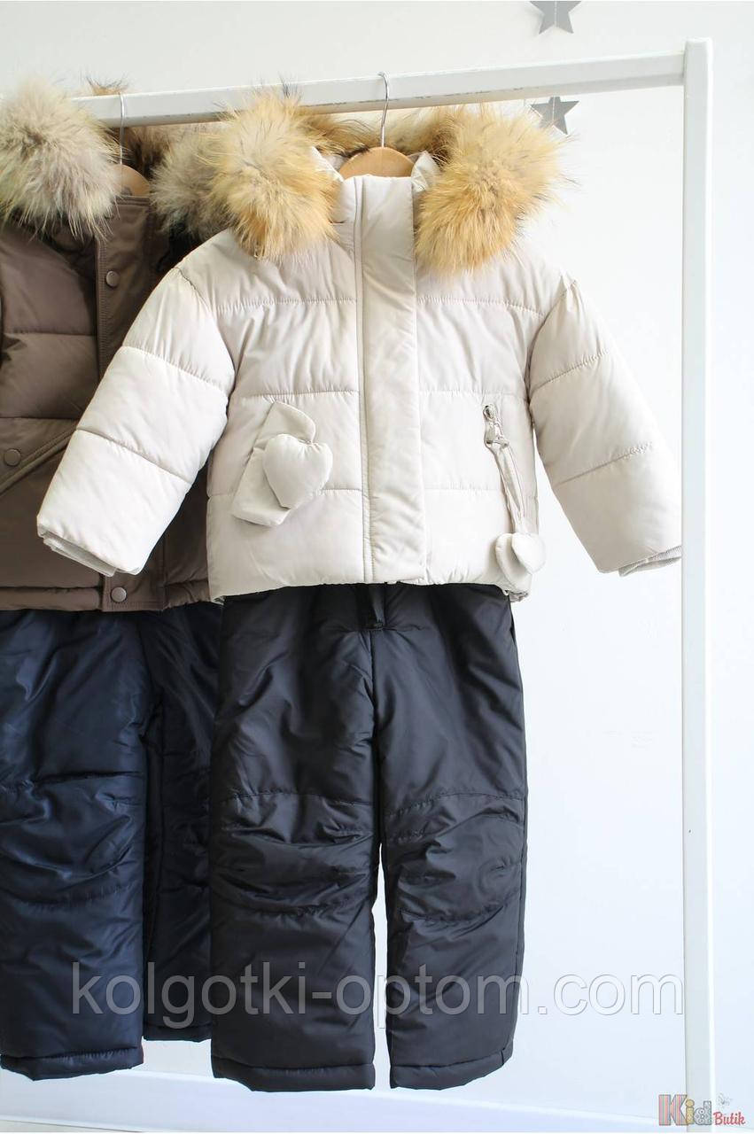 ОПТОМ Упаковка (74-80-86-92-98) Термокомбінезон +куртка бежева для дівчинки No name 1111000065759, фото 1