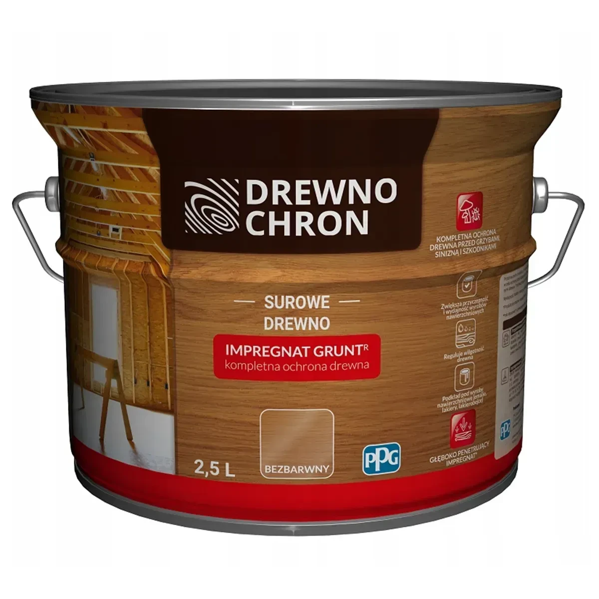 Біозахисна ґрунтовка для деревини Drewnochron Grunt R 2.5л