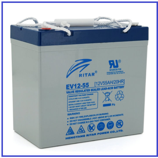 Тяговий акумулятор RITAR EV12-55 12V 55Ah M5 (229х138х211(216), фото 1