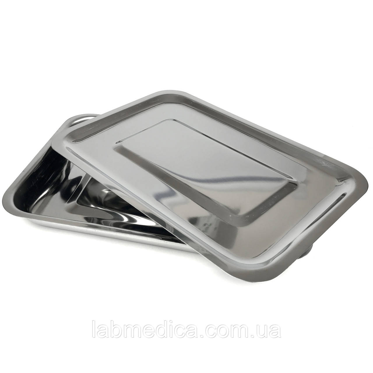 Лоток хірургічний прямокутний із кришкою Розміри 200 х 150 х 25 мм, об'єм 0,6 л SURGIWELOMED, фото 1