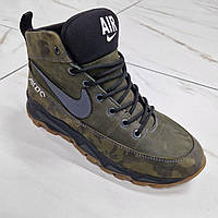 Черевики зимові чоловічі шкіряні хакі /10392/ 40р