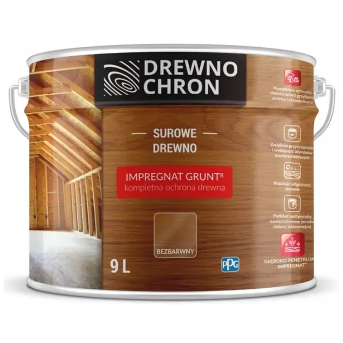 Біозахисна ґрунтовка для деревини Drewnochron Grunt R 9л