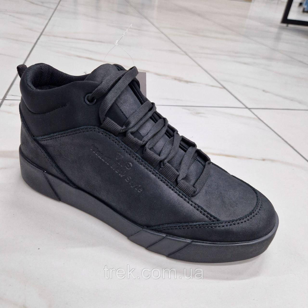 Кросівки зимові чоловічі шкіряні чорні /10720/-40р, фото 1