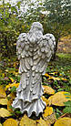 Фігура сумуючого Ангела з арт-бетону, дівчинка Ангел з крилами на могилу, бетонний Ангел, статуя Ангела 45 см, фото 5