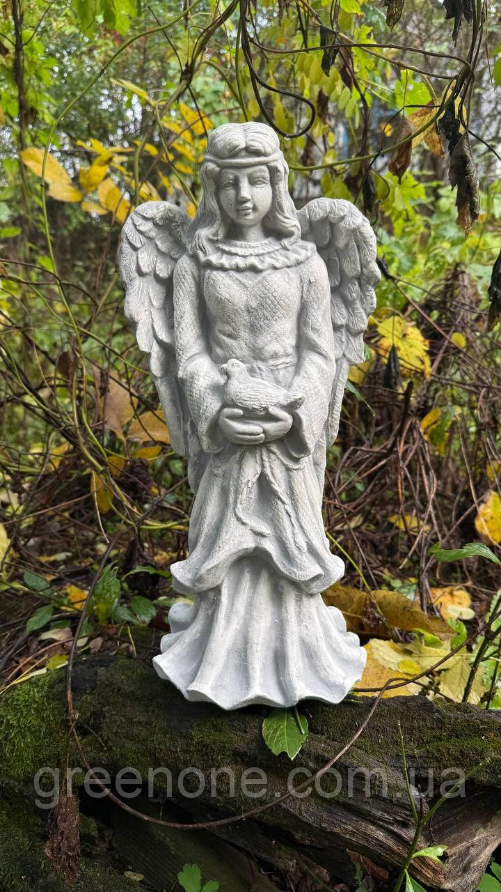 Фігура сумуючого Ангела з арт-бетону, дівчинка Ангел з крилами на могилу, бетонний Ангел, статуя Ангела 45 см, фото 1