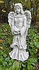 Фігура сумуючого Ангела з арт-бетону, дівчинка Ангел з крилами на могилу, бетонний Ангел, статуя Ангела 45 см, фото 7