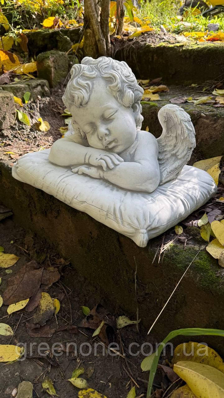 Фігура Ангел хлопчик на подушці, бетонний Ангел на цвинтар, скульптура Ангела хлопчика на могилу 23 см, фото 1