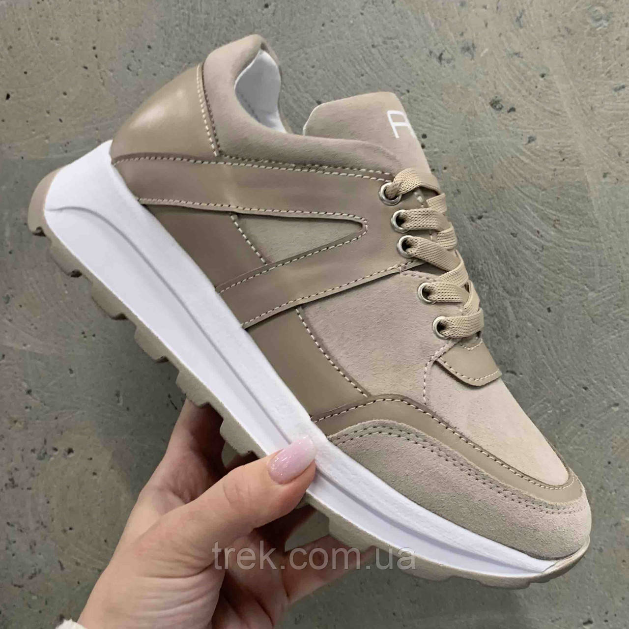 Кросівки жіночі шкіряні бежеві /23539/ 36р, фото 1