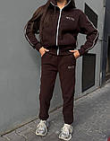 Флісовий теплий спортивний жіночий костюм "Muse", коричневий жіночий спортивний костюм на осінь -зиму, фото 4