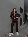 Флісовий теплий спортивний жіночий костюм "Muse", коричневий жіночий спортивний костюм на осінь -зиму, фото 3
