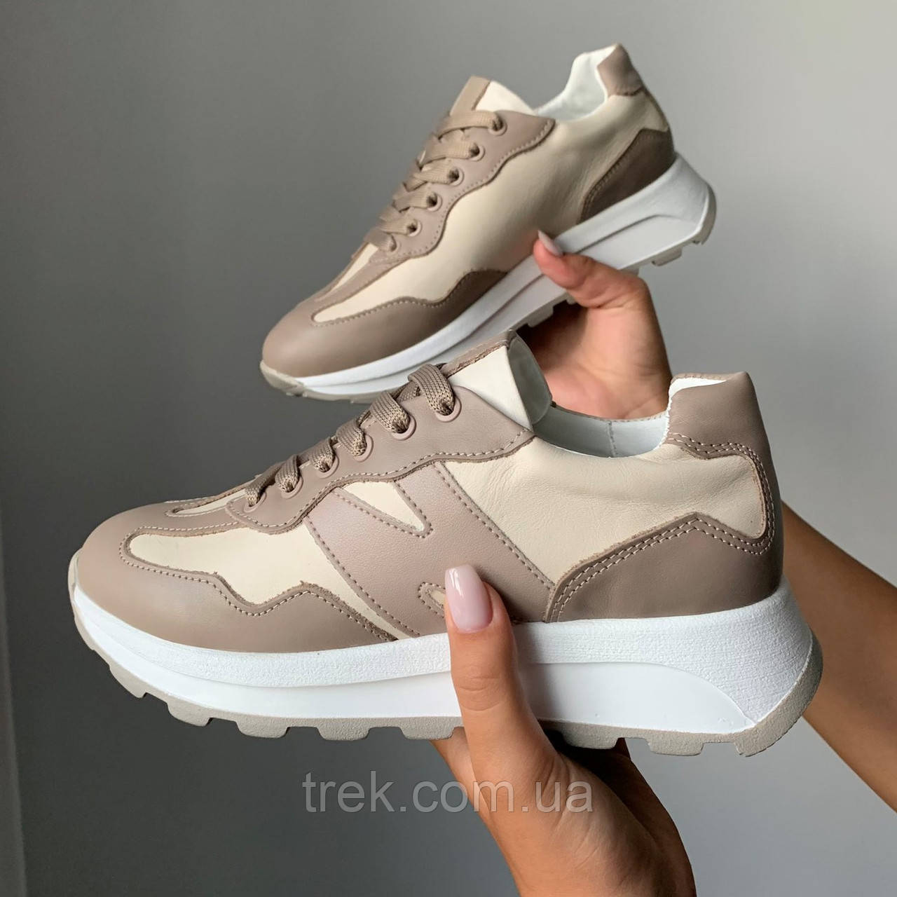 Кросівки жіночі шкіряні бежеві /23777/ 39р, фото 1