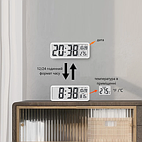 Годинник Deepfox VGW-801T LCD цифровий електронний настільний/настінний Дата Температура 20 х 8см, фото 3