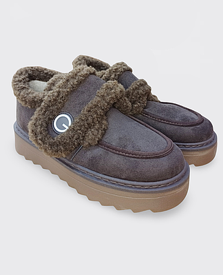 Жіночі замшеві уггі на липучці коричневі (M229-1)