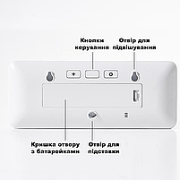 Годинник Deepfox VGW-801T LCD цифровий електронний настільний/настінний Дата Температура 20 х 8см, фото 9