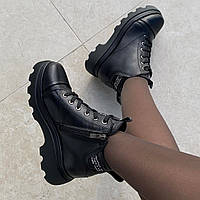Черевики жіночі шкіряні чорні /23192/ 38р