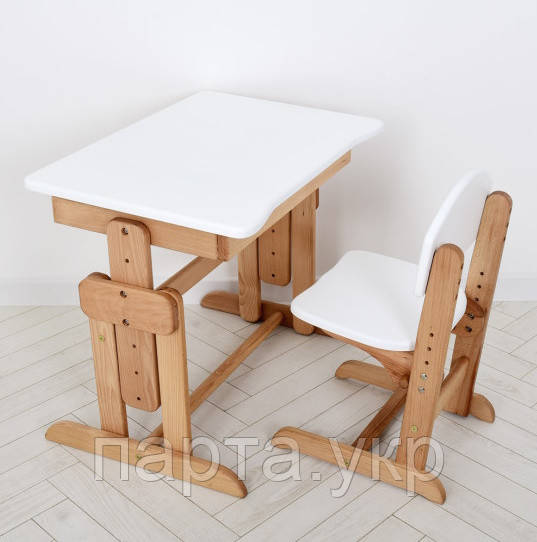 Комплект парта Совеня Бук Білий парта та стілець регульовані WHITE