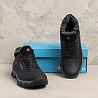 Чоловічі зимові кросівки з натуральної шкіри з хутром чорні чоловічі теплі хутряні черевики на товстій підошві, фото 7